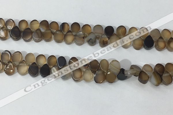 CAA3753 Top drilled 5*8mm flat teardrop line agate beads