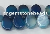 CAA3755 Top drilled 5*8mm flat teardrop line agate beads