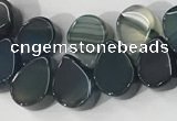 CAA3756 Top drilled 5*8mm flat teardrop line agate beads