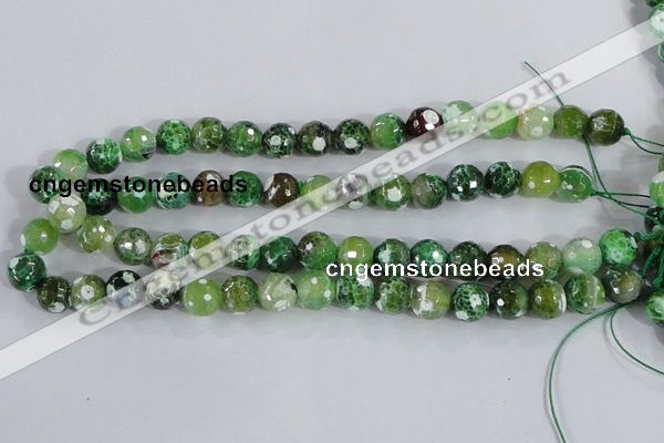 CAA376 15.5 inches 10mm faceted round fire crackle agate beads