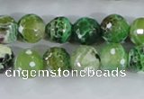 CAA378 15.5 inches 14mm faceted round fire crackle agate beads