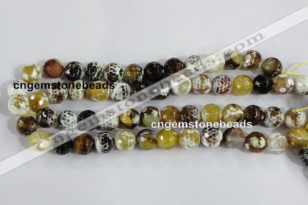 CAA380 15.5 inches 10mm faceted round fire crackle agate beads