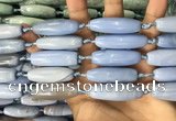 CAA3814 15.5 inches 12*40mm rice blue agate beads wholesale