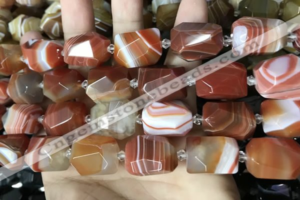 CAA3821 13*17mm - 18*22mm faceted nuggets line agate beads