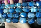 CAA3827 13*17mm - 18*22mm faceted nuggets line agate beads