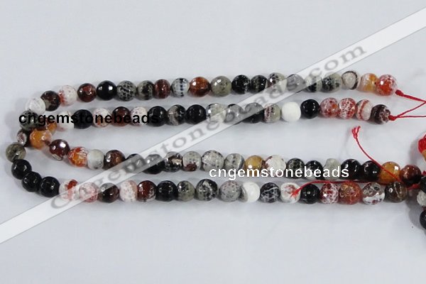 CAA383 15.5 inches 6mm faceted round fire crackle agate beads