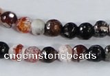 CAA384 15.5 inches 8mm faceted round fire crackle agate beads