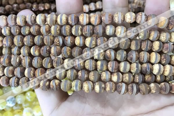 CAA3841 15 inches 6mm round tibetan agate beads wholesale