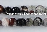 CAA386 15.5 inches 12mm faceted round fire crackle agate beads