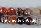 CAA387 15.5 inches 14mm faceted round fire crackle agate beads