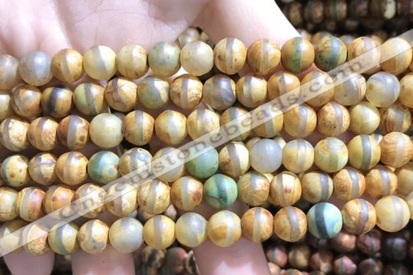 CAA3874 15 inches 8mm round tibetan agate beads wholesale