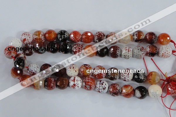 CAA388 15.5 inches 16mm faceted round fire crackle agate beads