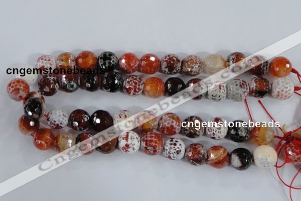 CAA389 15.5 inches 18mm faceted round fire crackle agate beads