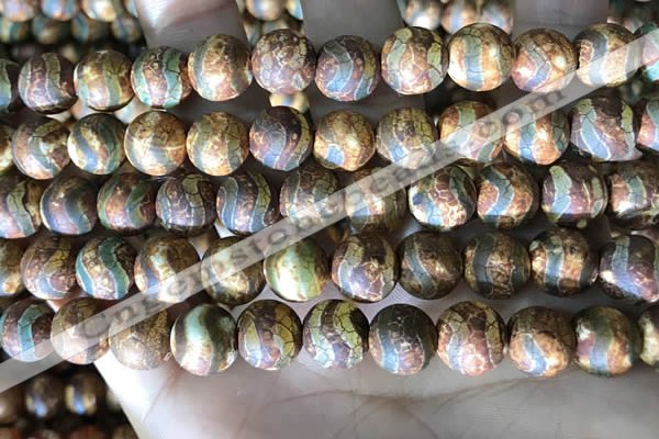 CAA3899 15 inches 10mm round tibetan agate beads wholesale