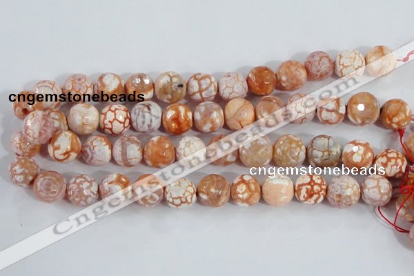 CAA391 15.5 inches 14mm faceted round fire crackle agate beads