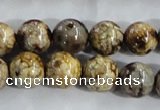 CAA396 15.5 inches 14mm round fire crackle agate beads wholesale