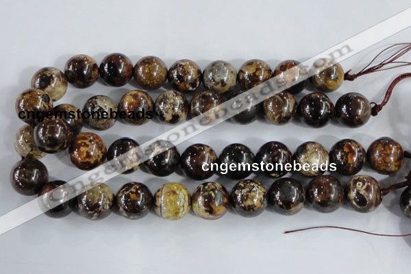 CAA397 15.5 inches 16mm round fire crackle agate beads wholesale