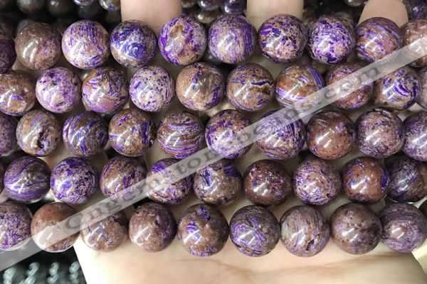 CAA4005 15.5 inches 14mm round purple crazy lace agate beads