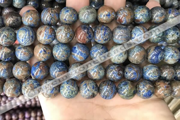 CAA4012 15.5 inches 12mm round blue crazy lace agate beads