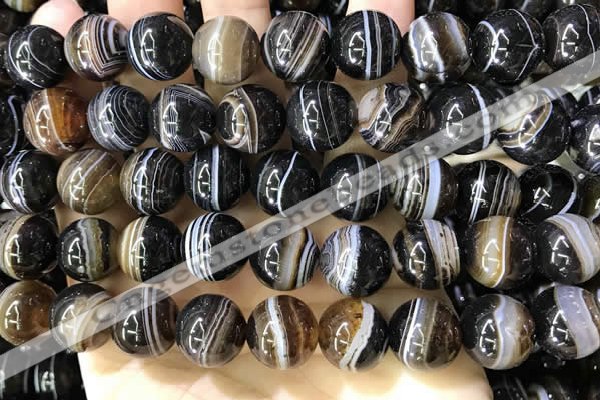 CAA4022 15.5 inches 14mm round line agate beads wholesale