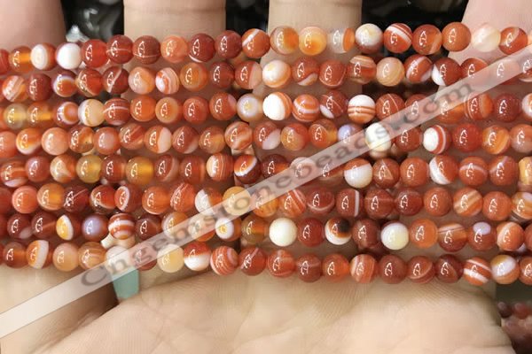 CAA4025 15.5 inches 4mm round line agate beads wholesale