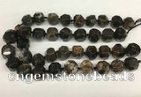 CAA4057 15*16mm - 16*17mm faceted nuggets chrysanthemum agate beads