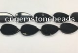 CAA4071 15.5 inches 30*50mm flat teardrop black agate gemstone beads