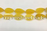 CAA4077 15.5 inches 30*50mm flat teardrop yellow agate gemstone beads