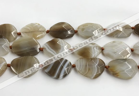 CAA4080 15.5 inches 22*30mm - 26*32mm faceted freeform line agate beads