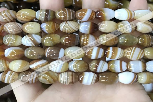 CAA4158 15.5 inches 8*12mm rice line agate beads wholesale