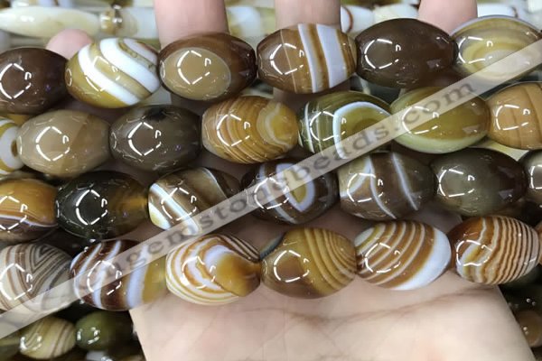 CAA4162 15.5 inches 15*20mm rice line agate beads wholesale