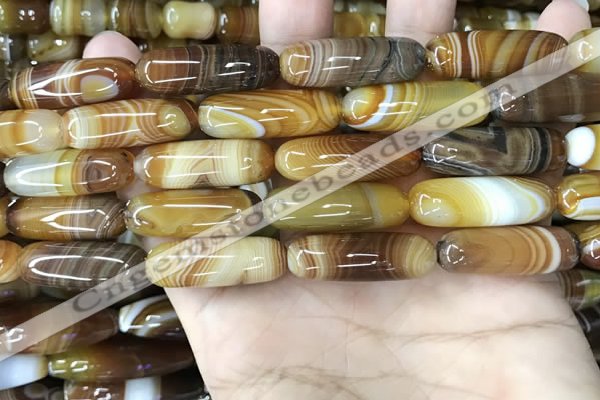 CAA4173 15.5 inches 10*30mm rice line agate beads wholesale