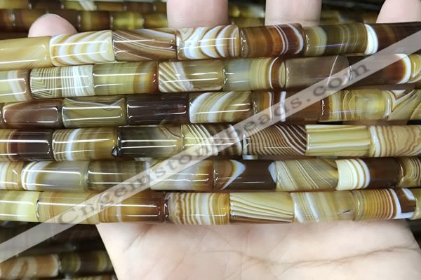 CAA4179 15.5 inches 8*16mm tube line agate beads wholesale