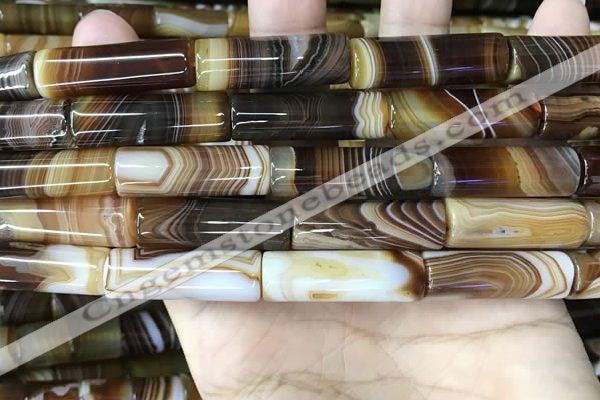 CAA4181 15.5 inches 10*30mm tube line agate beads wholesale