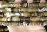 CAA4197 15.5 inches 10*20mm carved drum line agate gemstone beads