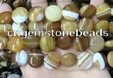 CAA4205 15.5 inches 16mm flat round line agate beads wholesale