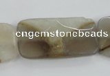 CAA421 15.5 inches 20*40mm faceted rectangle agate druzy geode beads