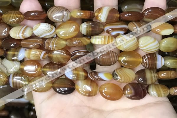 CAA4211 15.5 inches 10*14mm oval line agate beads wholesale