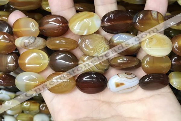 CAA4214 15.5 inches 15*20mm oval line agate beads wholesale