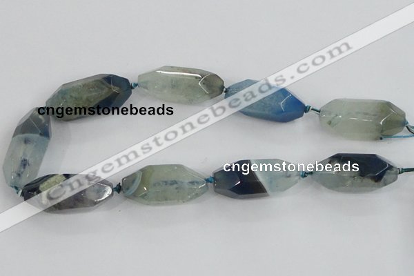 CAA429 15.5 inches 15*40mm faceted rice agate druzy geode beads