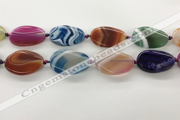 CAA4303 15.5 inches 25*35mm twisted oval line agate beads