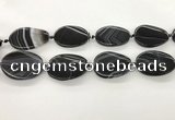 CAA4304 15.5 inches 30*40mm twisted oval line agate beads