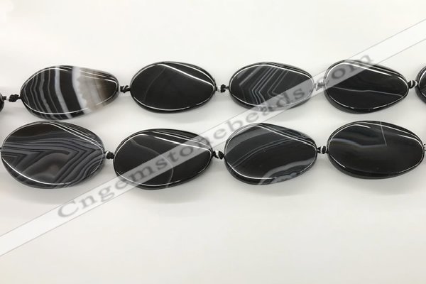 CAA4304 15.5 inches 30*40mm twisted oval line agate beads
