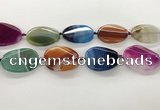 CAA4308 15.5 inches 30*40mm twisted oval line agate beads