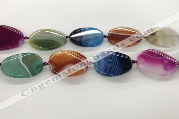 CAA4308 15.5 inches 30*40mm twisted oval line agate beads