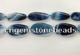 CAA4312 15.5 inches 25*45mm twisted oval line agate beads