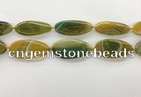 CAA4313 15.5 inches 25*50mm twisted oval line agate beads