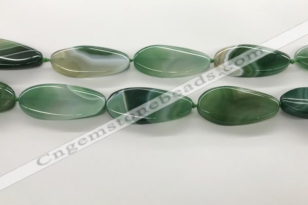 CAA4314 15.5 inches 25*50mm twisted oval line agate beads