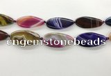 CAA4315 15.5 inches 25*50mm twisted oval line agate beads