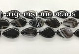 CAA4318 15.5 inches 25*35mm twisted flat teardrop line agate beads